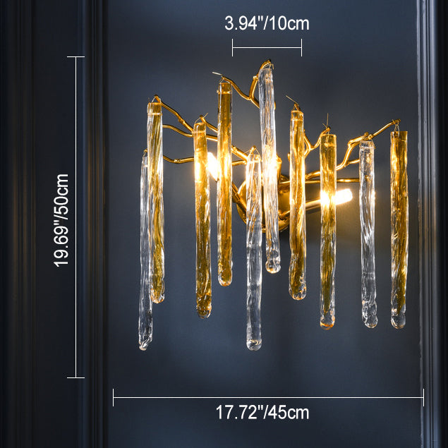 Water Drop Aluminum Crystal 3-Light Wall Lamp