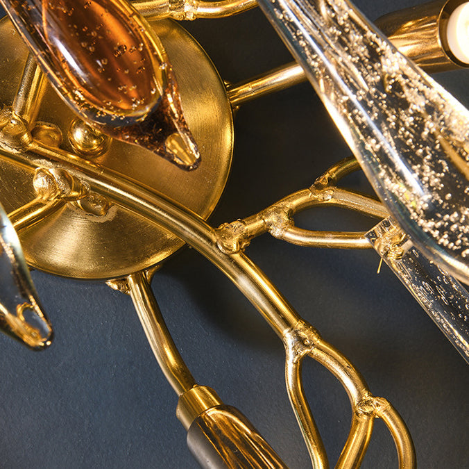 Water Drop Aluminum Crystal 3-Light Wall Lamp