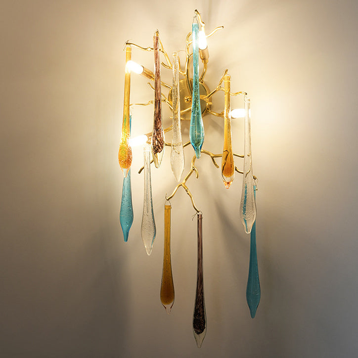Water Drop Aluminum Crystal 3-Light Wall Lamp
