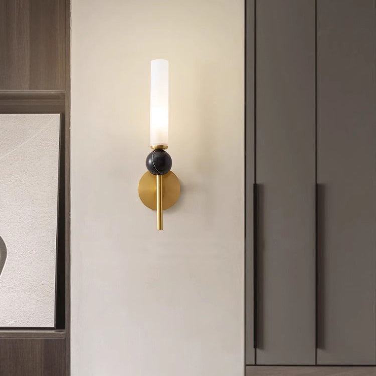 Cylinder Copper Marble Hallway Wall Lamp