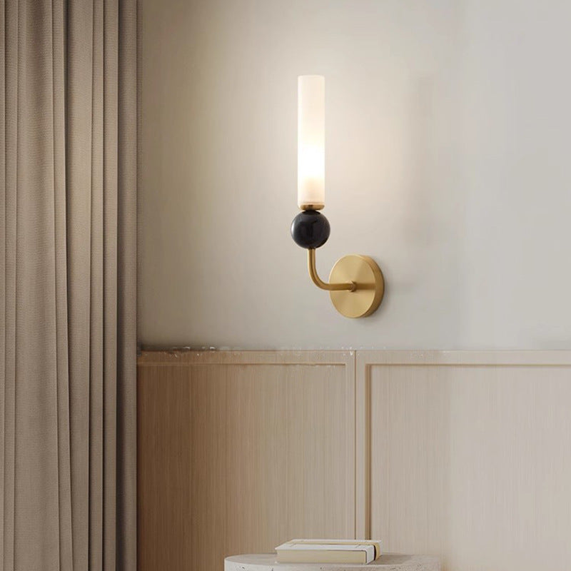 Cylinder Copper Marble Hallway Wall Lamp