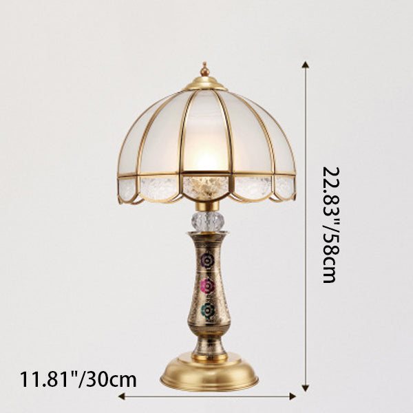 Dome Brass Glass Bedroom Table Lamp