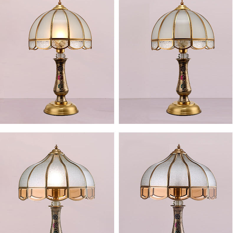Dome Brass Glass Bedroom Table Lamp