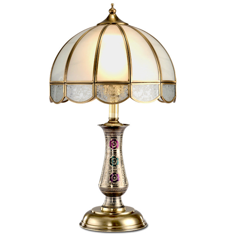 Dome Brass Glass Bedroom Table Lamp