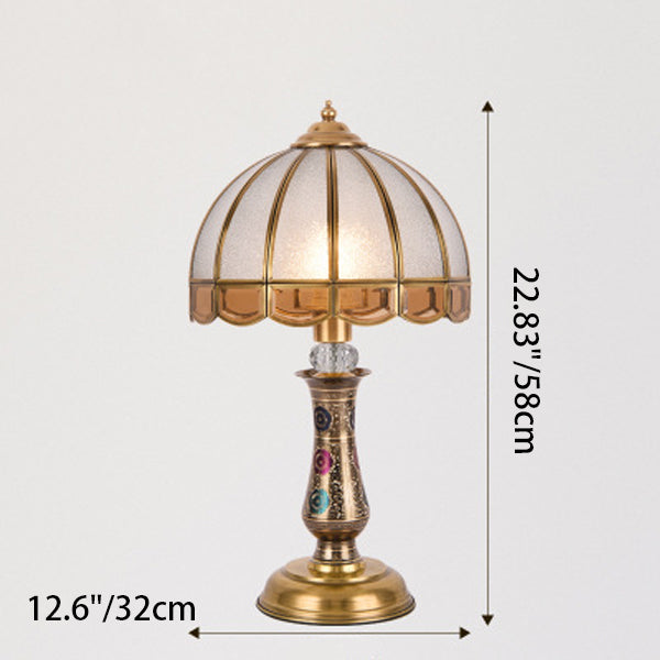 Dome Brass Glass Bedroom Table Lamp