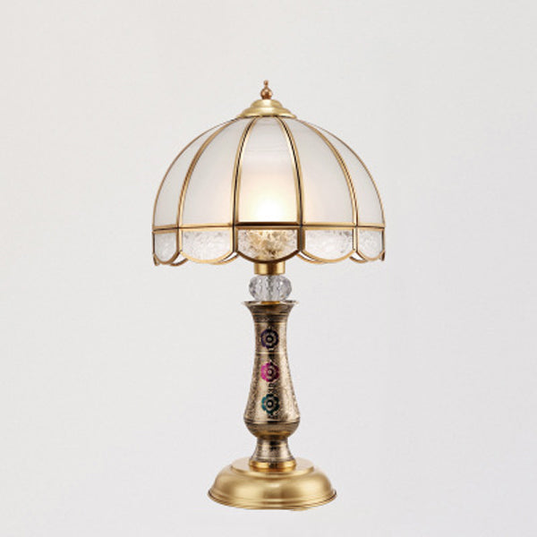 Dome Brass Glass Bedroom Table Lamp