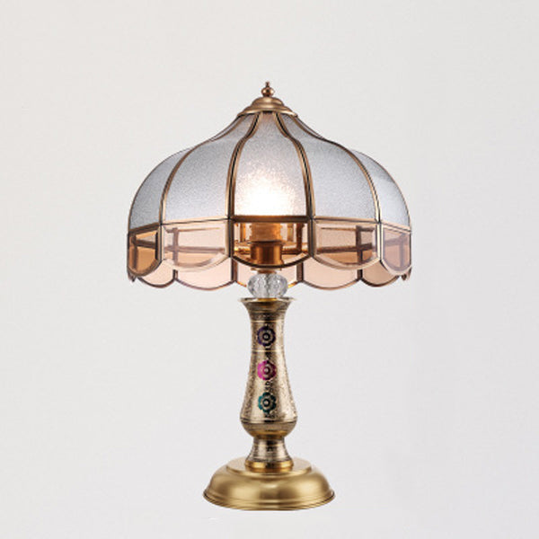Dome Brass Glass Bedroom Table Lamp