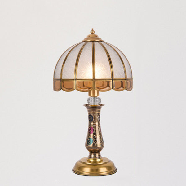 Dome Brass Glass Bedroom Table Lamp