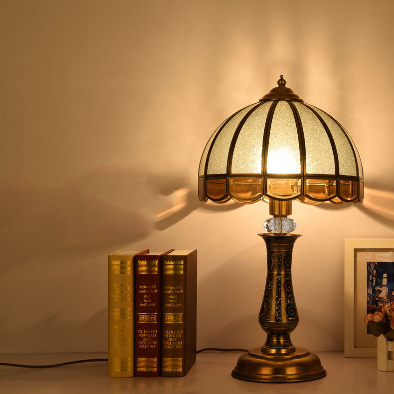 Dome Brass Glass Bedroom Table Lamp