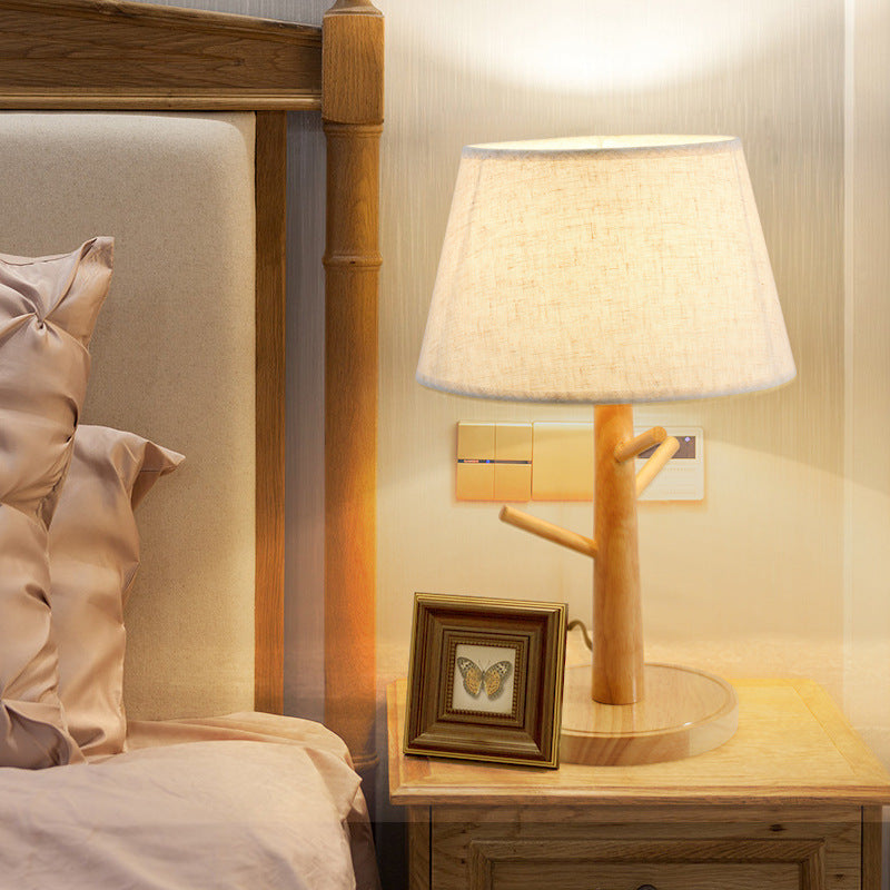 Frustum Cone Solid Wood Table Lamp