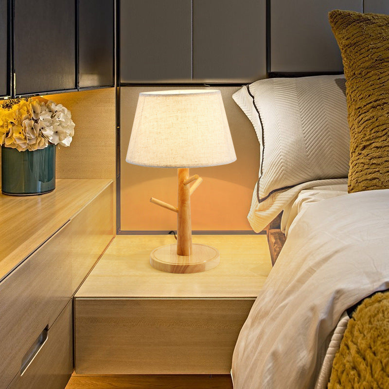 Frustum Cone Solid Wood Table Lamp