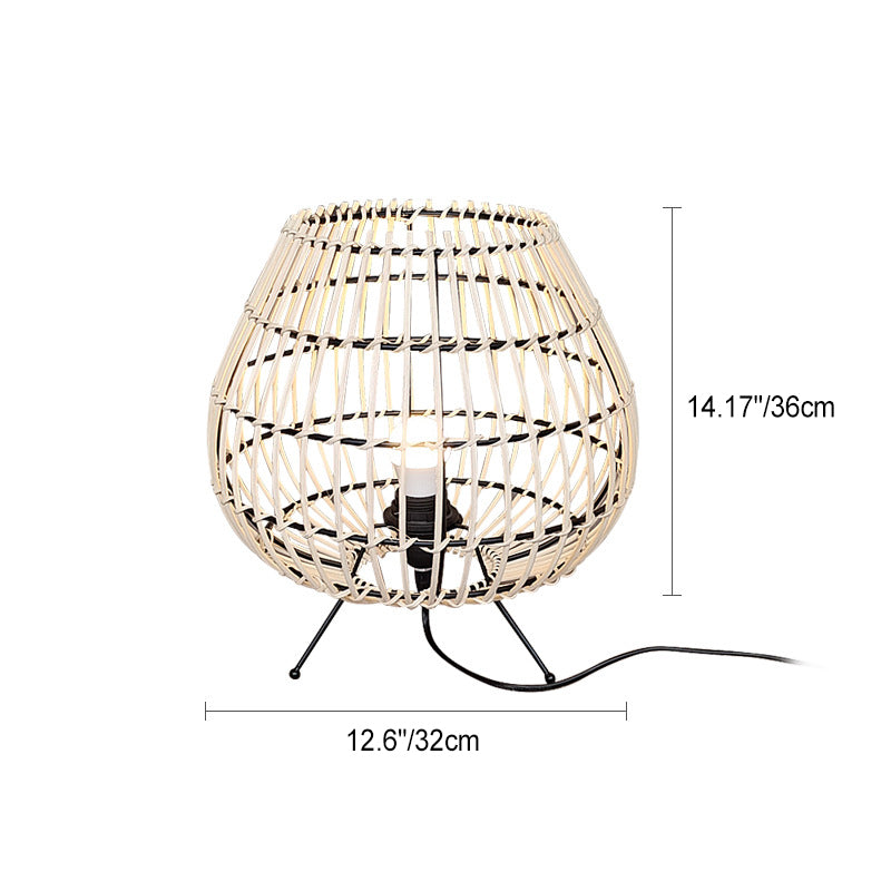 Jar Iron Rattan Bedroom Table Lamp
