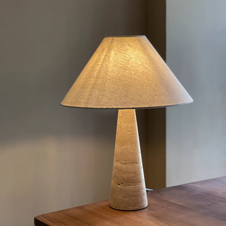 Frustum Cone Yellow Travertine Table Lamp