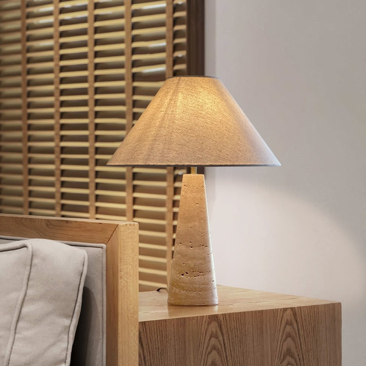 Frustum Cone Yellow Travertine Table Lamp