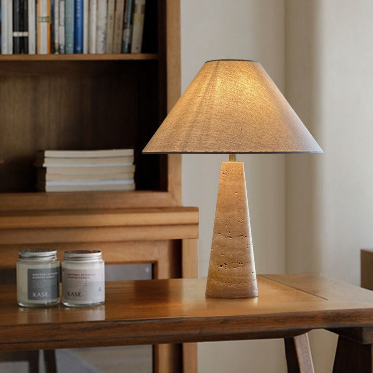 Frustum Cone Yellow Travertine Table Lamp