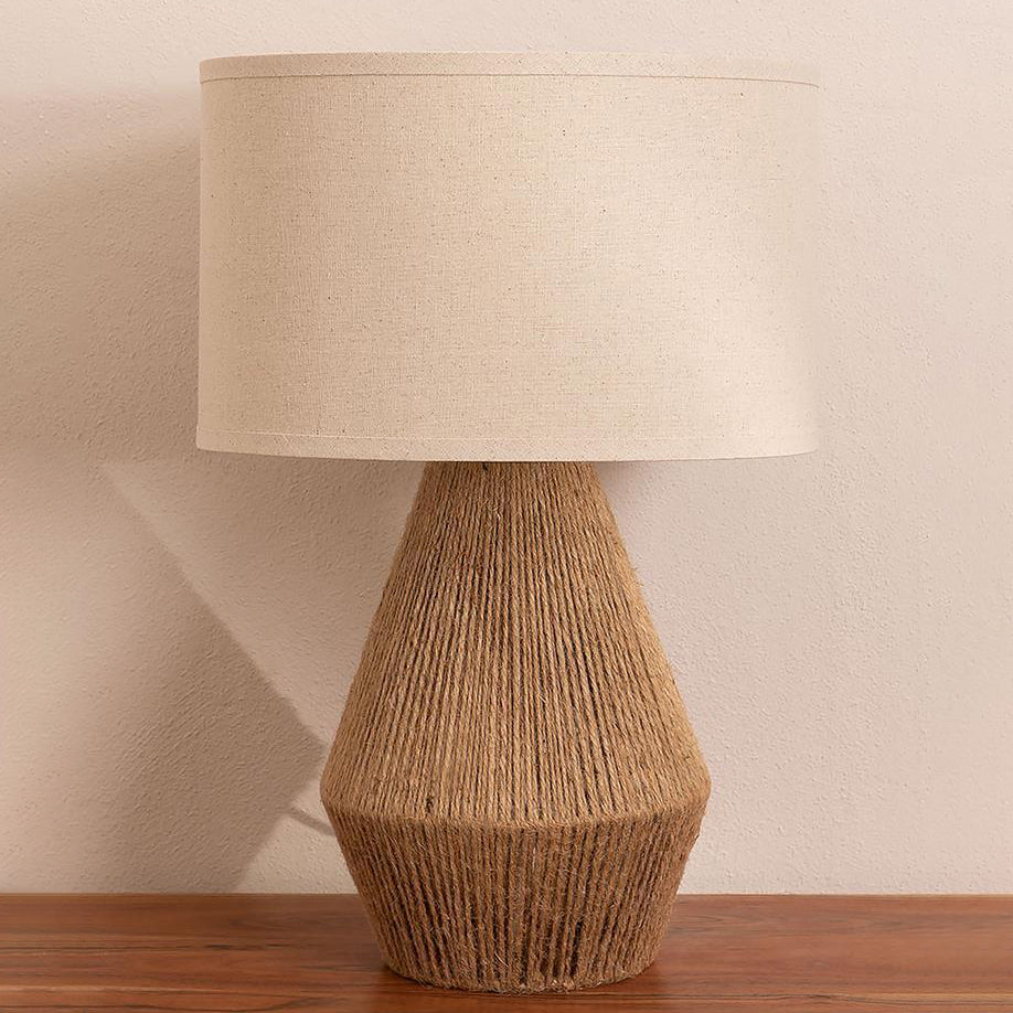 Cylinder Twine Metal Bedroom Table Lamp
