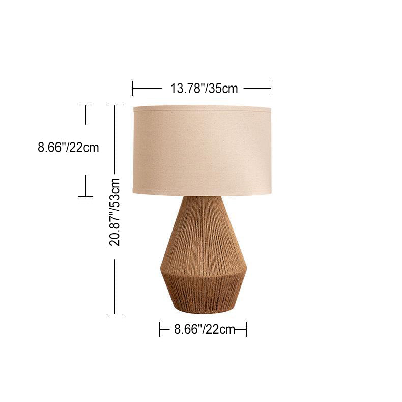 Cylinder Twine Metal Bedroom Table Lamp
