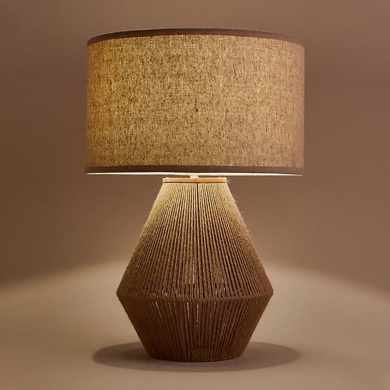 Cylinder Twine Metal Bedroom Table Lamp