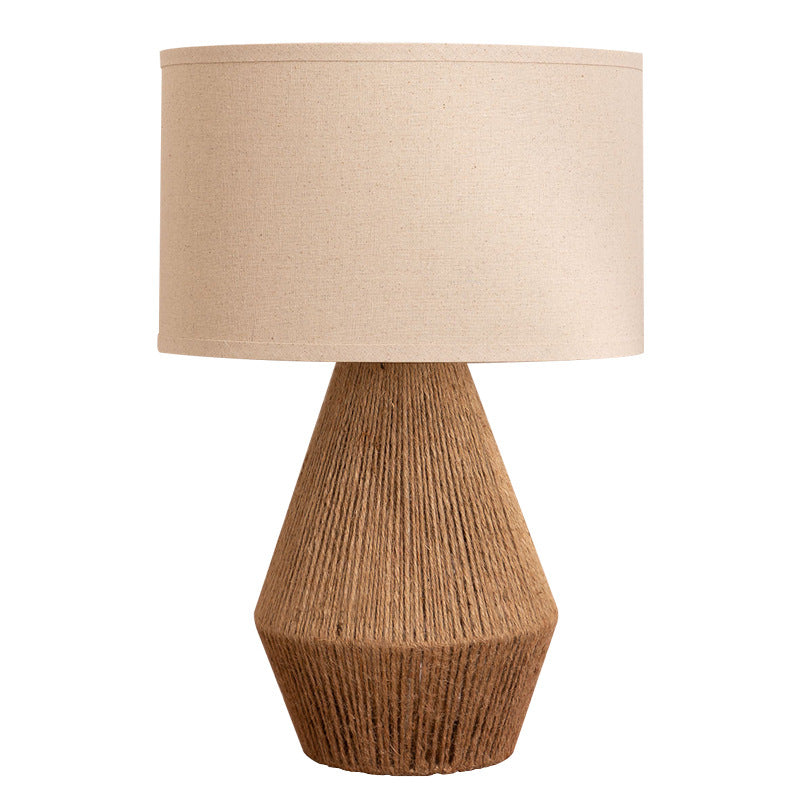 Cylinder Twine Metal Bedroom Table Lamp