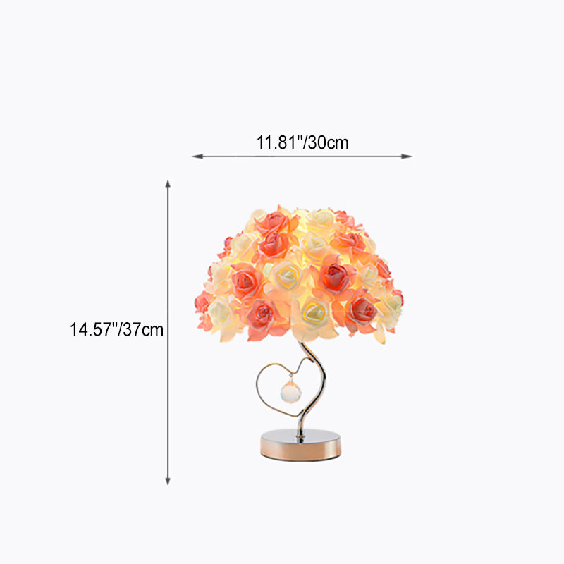Flower Dome Fabric Metal Table Lamp