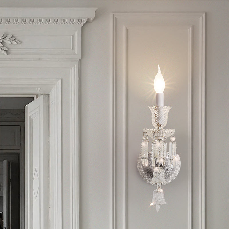 Candle Stainless Steel Crystal Wall Lamp