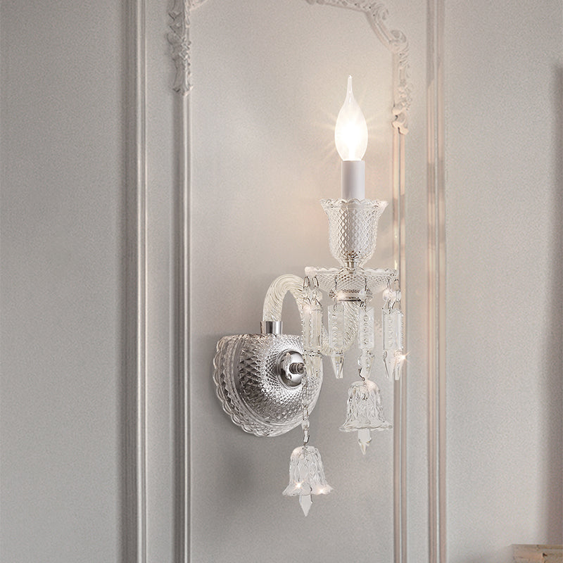 Candle Stainless Steel Crystal Wall Lamp