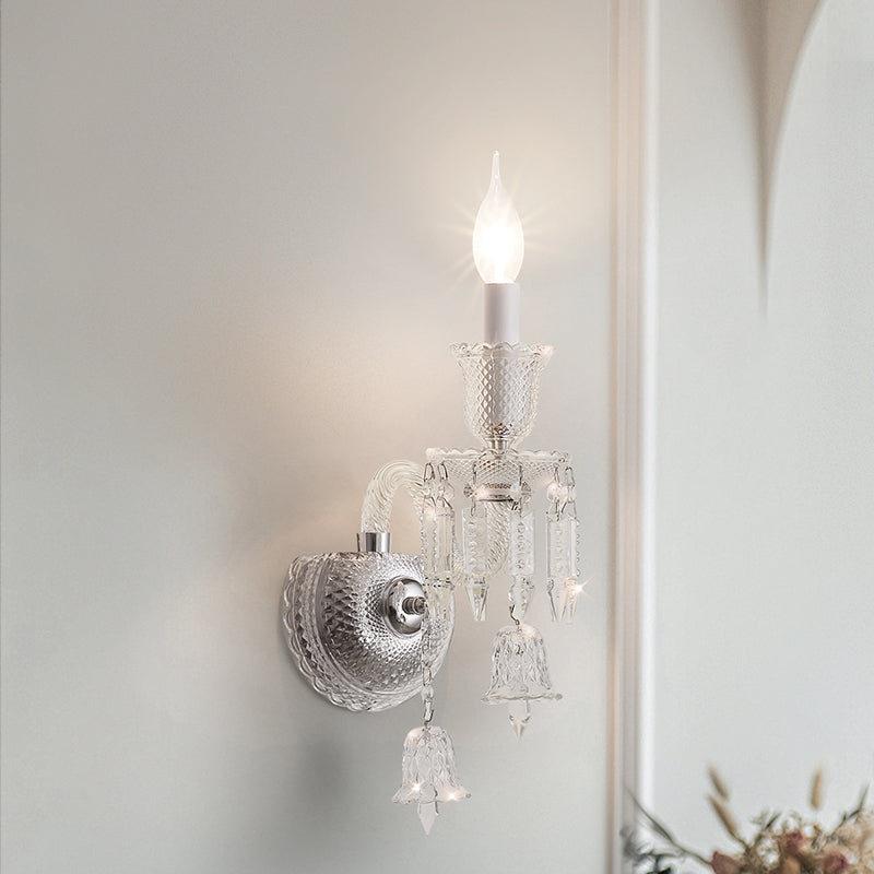 Candle Stainless Steel Crystal Wall Lamp