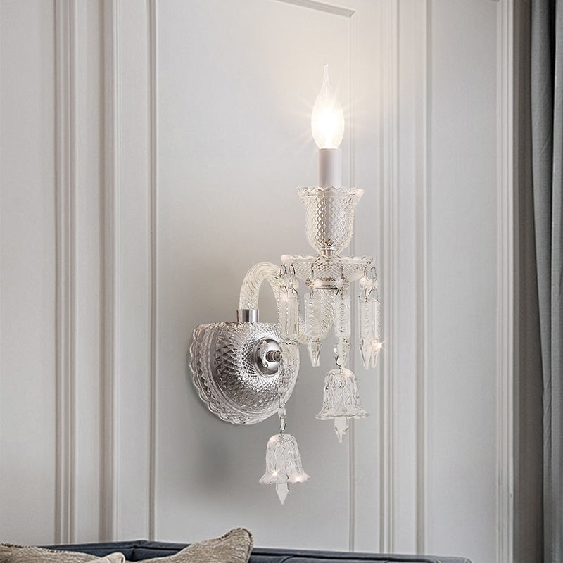 Candle Stainless Steel Crystal Wall Lamp
