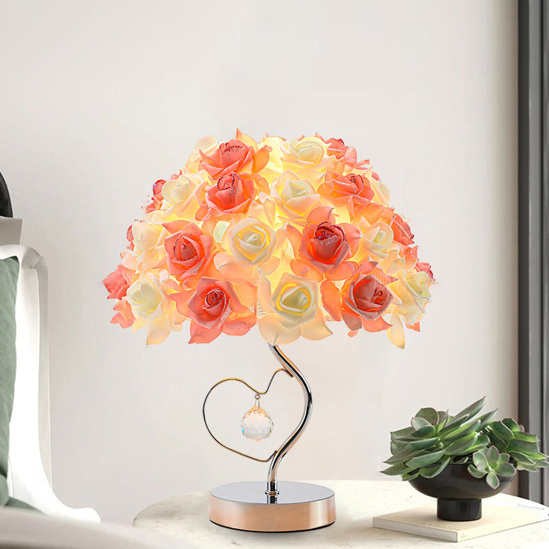 Flower Dome Fabric Metal Table Lamp