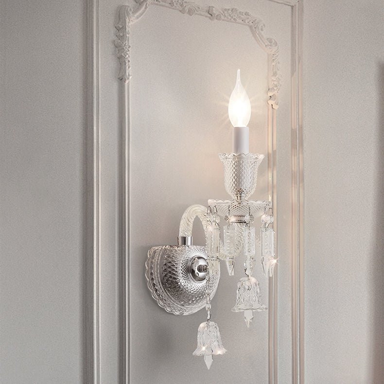 Candle Stainless Steel Crystal Wall Lamp