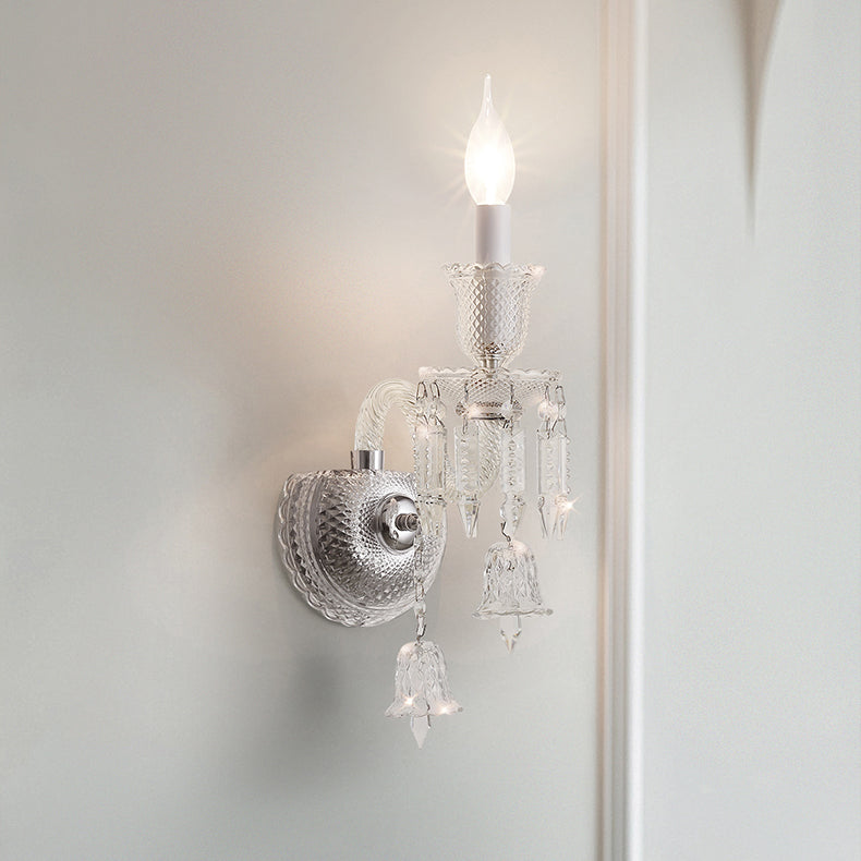 Candle Stainless Steel Crystal Wall Lamp