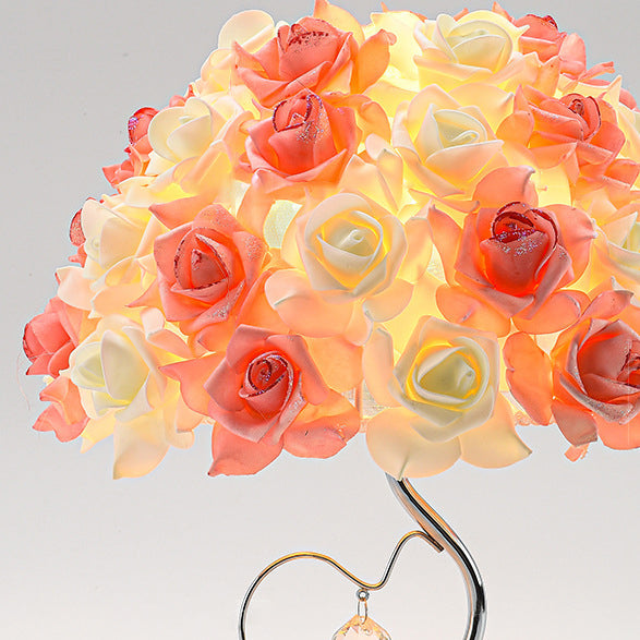 Flower Dome Fabric Metal Table Lamp