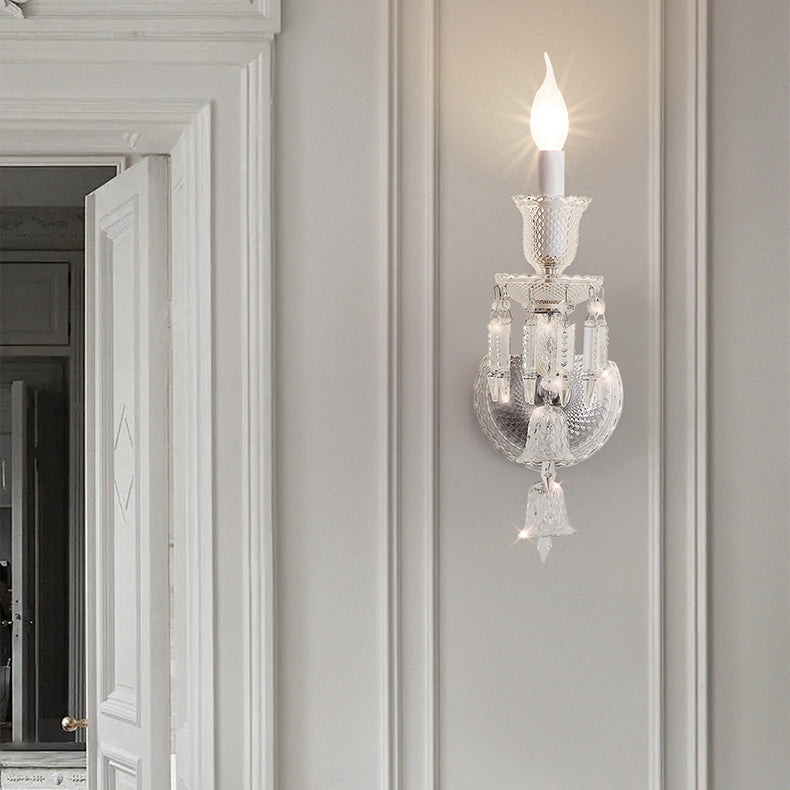 Candle Stainless Steel Crystal Wall Lamp