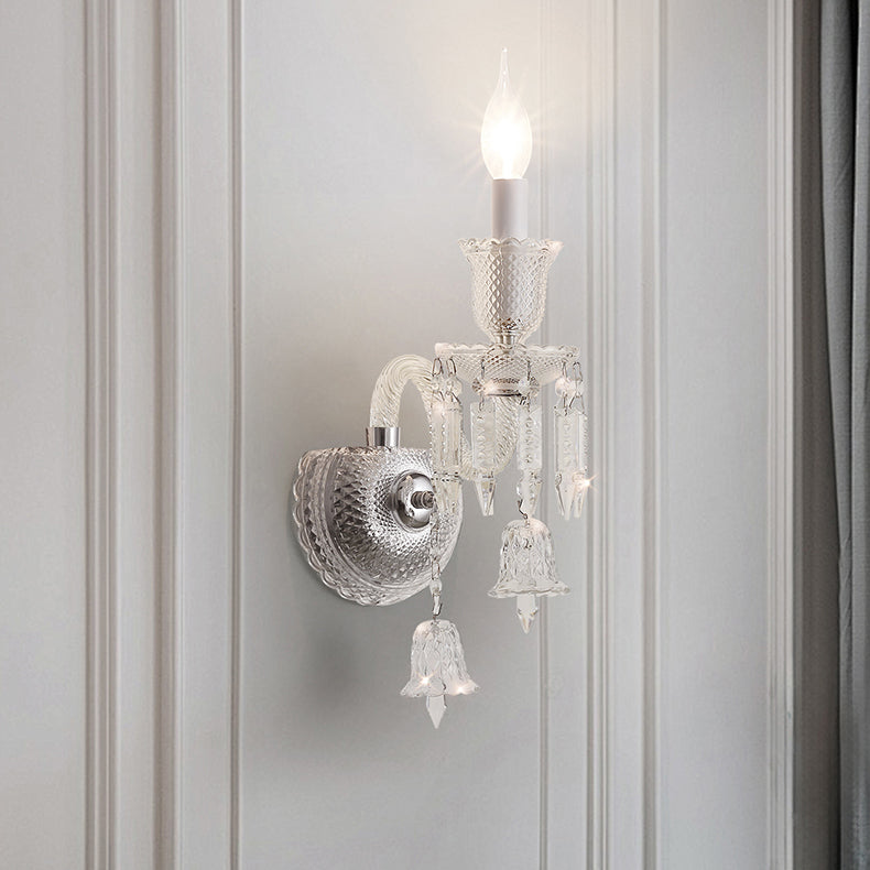 Candle Stainless Steel Crystal Wall Lamp