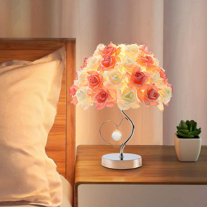 Flower Dome Fabric Metal Table Lamp