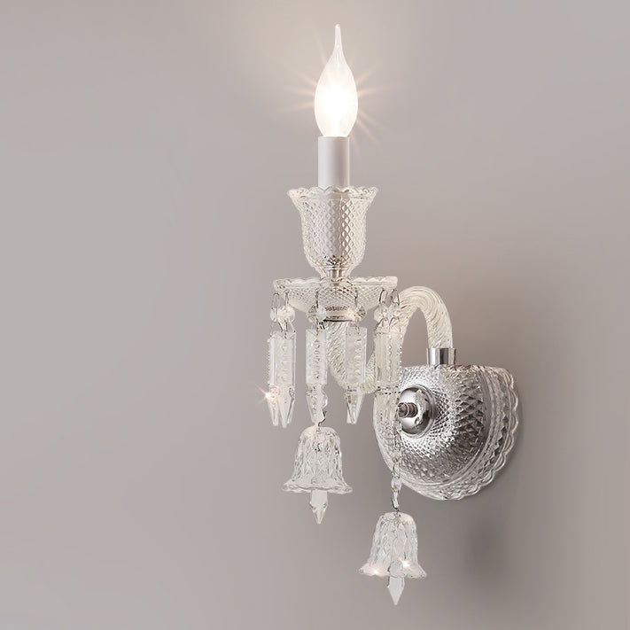 Candle Stainless Steel Crystal Wall Lamp