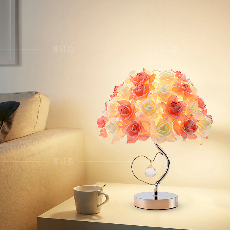 Flower Dome Fabric Metal Table Lamp