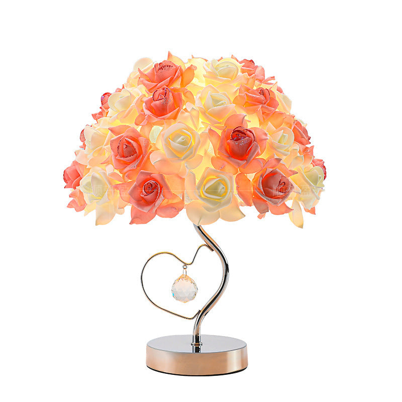 Flower Dome Fabric Metal Table Lamp