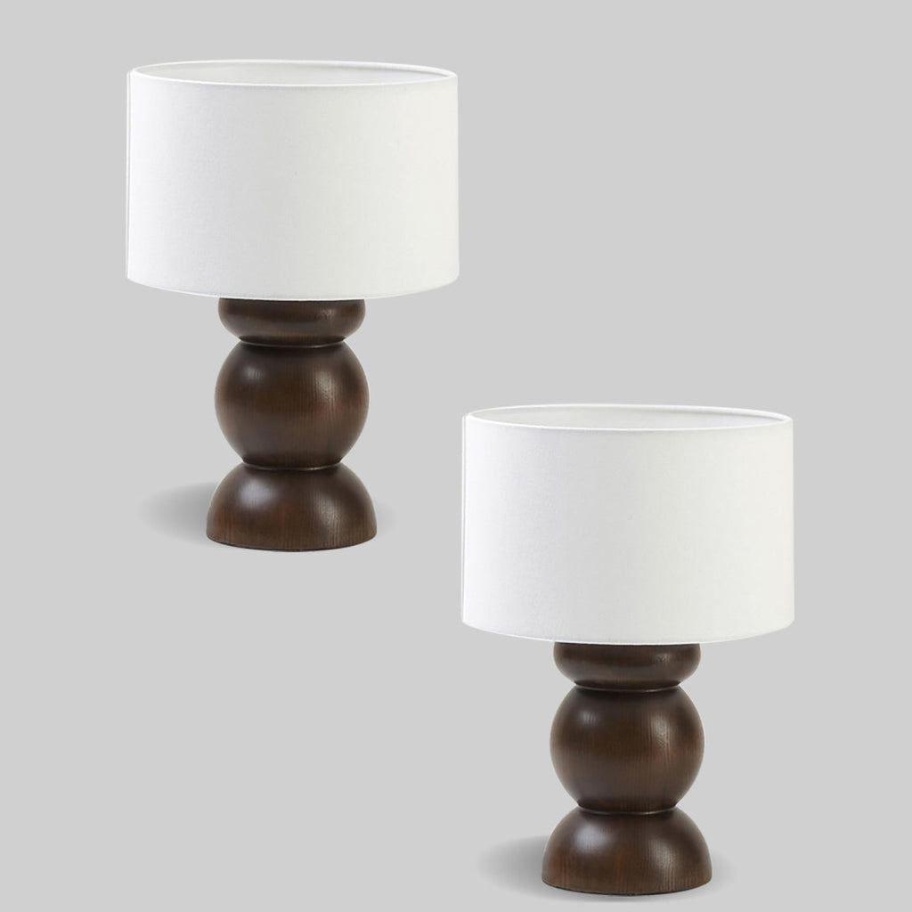 Cylinder Fabric Ash Wood Table Lamp