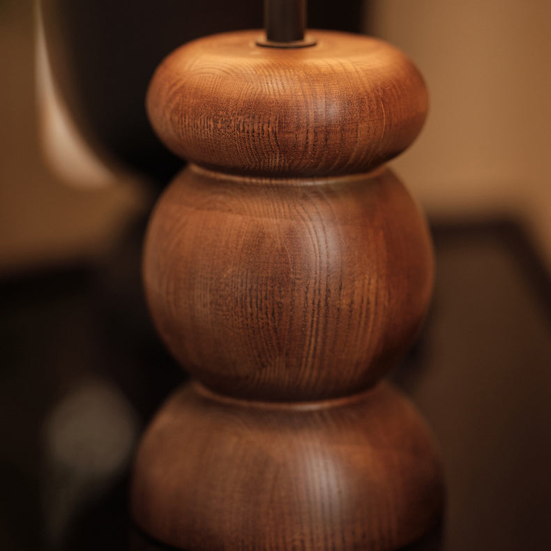 Cylinder Fabric Ash Wood Table Lamp