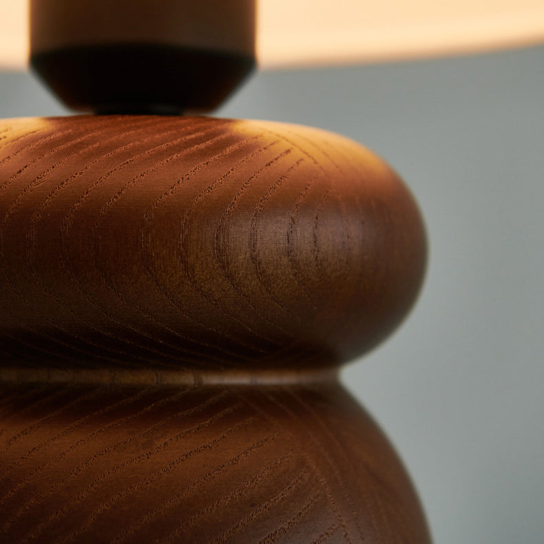 Cylinder Fabric Ash Wood Table Lamp