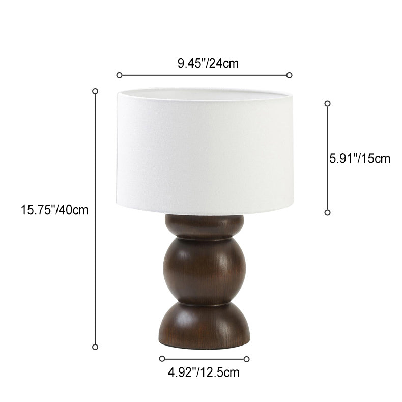 Cylinder Fabric Ash Wood Table Lamp