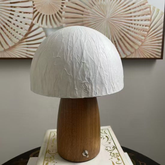 Mushroom Paper Solid Wood Table Lamp
