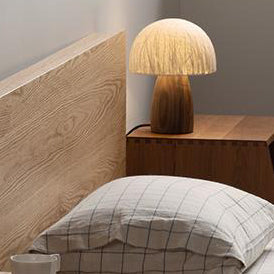 Mushroom Paper Solid Wood Table Lamp