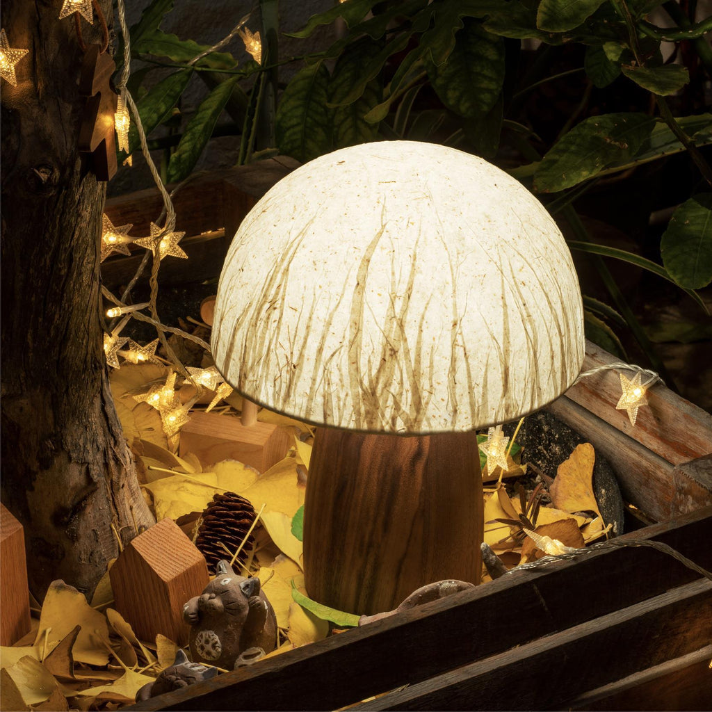 Mushroom Paper Solid Wood Table Lamp