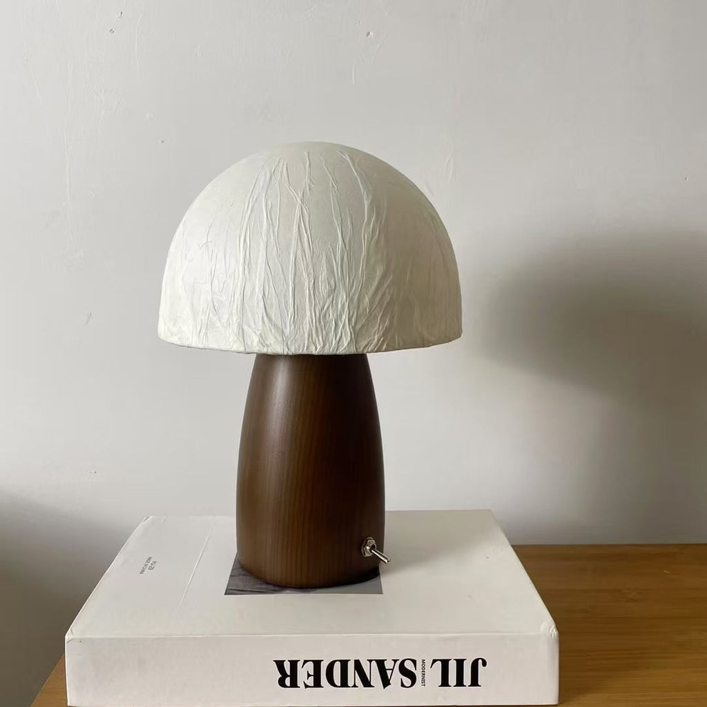 Mushroom Paper Solid Wood Table Lamp