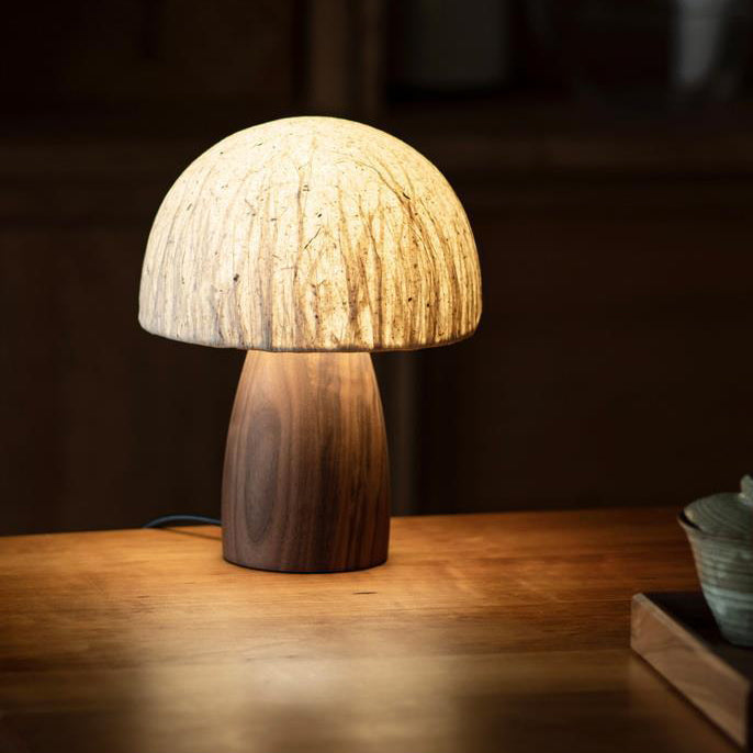 Mushroom Paper Solid Wood Table Lamp