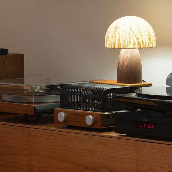Mushroom Paper Solid Wood Table Lamp