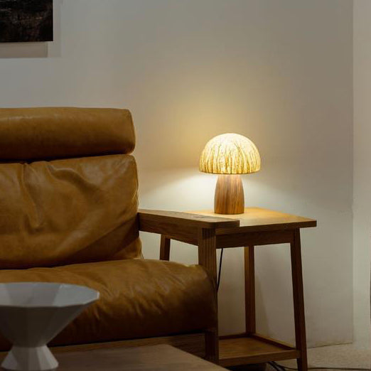 Mushroom Paper Solid Wood Table Lamp