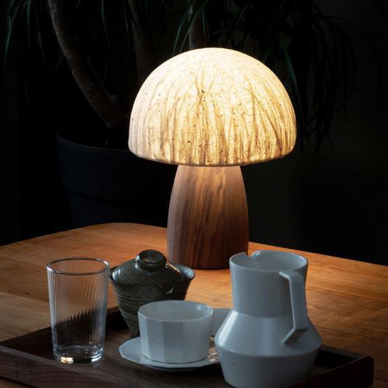 Mushroom Paper Solid Wood Table Lamp